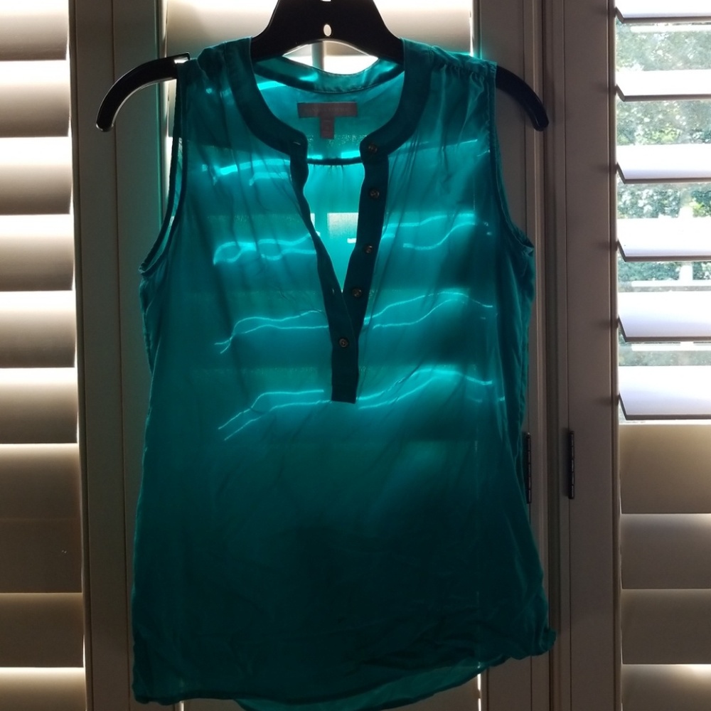 Green sleeveless silk top